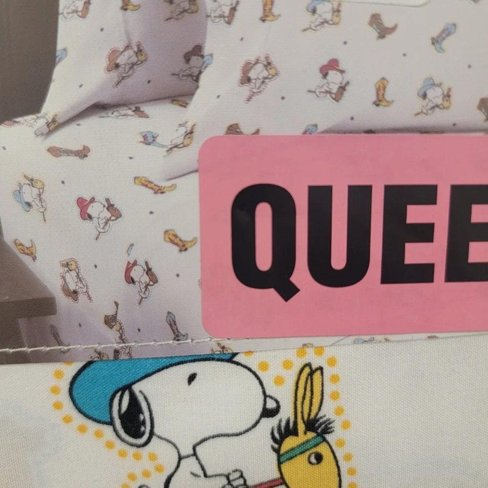 NEW‎ Berkshire Peanuts Snoopy Western Cowboy Boots Rodeo Queen Sheet Set 4pc